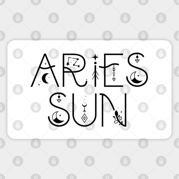 Aries sun sign celestial typography Magnet by lilacleopardco